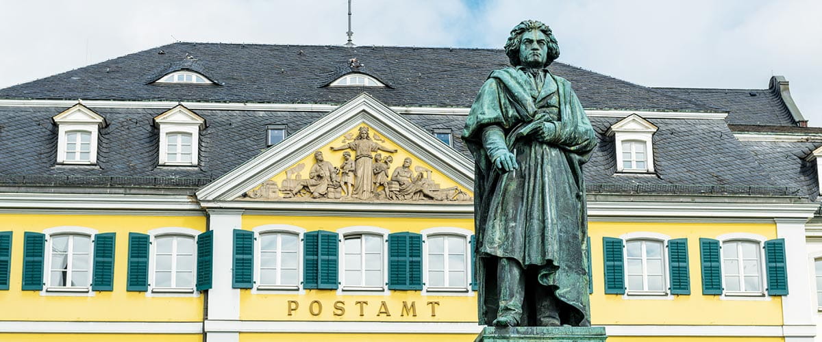 The Beethoven statue in front of the post office in Bonn, Germany
